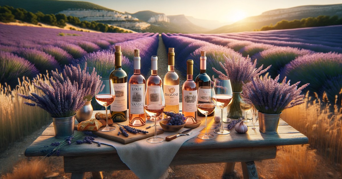 Vinhos de campos de lavanda na Provence (Imagem gerada por IA)
