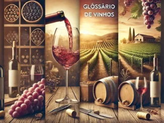 Banner de glossário sobre vinhos com vaso rústico.