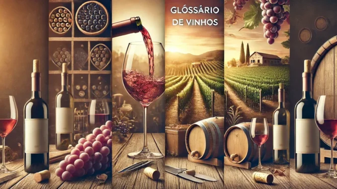 Glossário de Vinhos Banner de glossário sobre vinhos com vaso rústico.