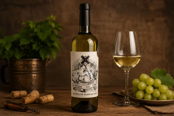 Cordero con piel de lobo blanco de blancas